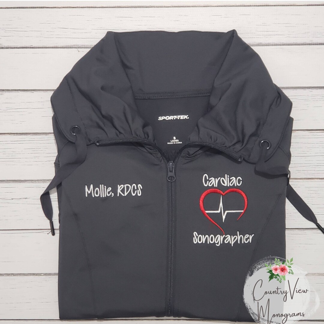 Cardiac Sonographer Heart With EKG Stretch Sportwick Jacket US RDCS