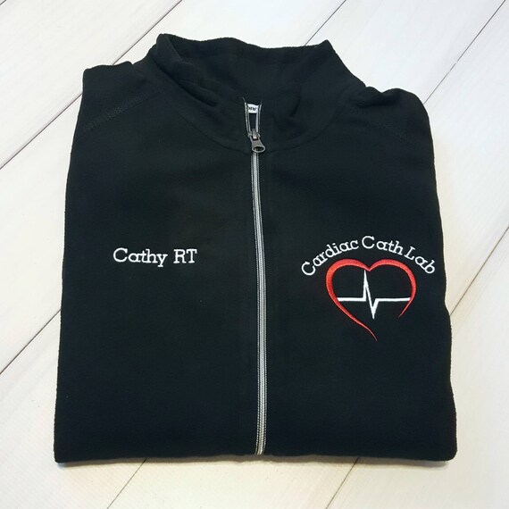 Cardiac Cath Lab Heart With EKG Fleece Jacket With Namern Etsy