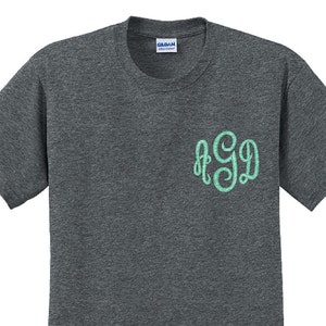 SALEMonogrammed Short Sleeve Shirt with Left Chest MonogramUnisex fit Small-5x tee shirtWomens Embroidered Monogram personalized image 1