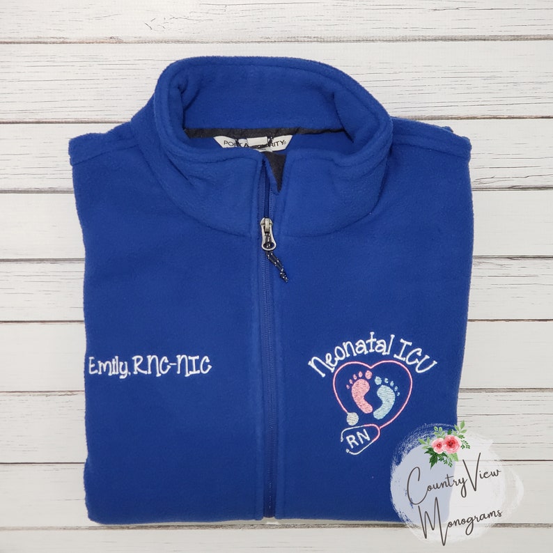 Neonatal ICU Nurse Fleece Jacket with FootPrints Stethoscope Etsy