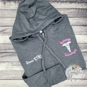 Ladies Radiology Technologist Caduceus Full Zip Hooded Sweatshirt-- zip up ladies sweatshirt jacket with font and color options-LPC78ZH Cuti