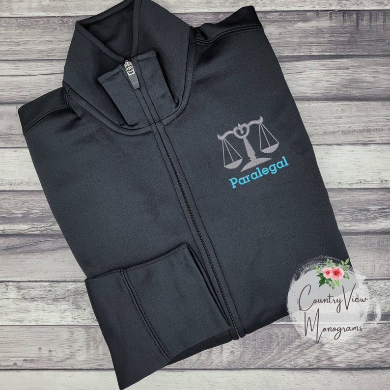 Womens Scale of Justice Personalized Smooth SportWick Fleece Jacket-RN LPN zipup light weight jacket with several colors-TypeW Turq LST241 image 1