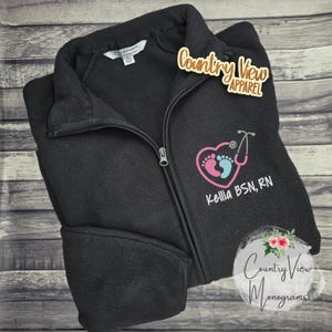 Customized Heart Stethoscope with Footprints and Custom Text MidWeight Fleece | L700
