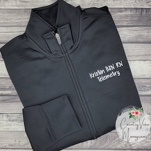 Unisex and Ladies Fit Custom Medical Jacket for Name and Credentials on SportWick fleece lined | Your choice of Font  Colors | LST241 CutieP