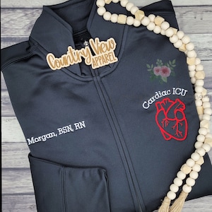 Cardiac ICU OR Any Dept Anatomical Heart SportWick fleece lined Jacket| YOUR Choice of Fonts and Colors LST241 TypeW
