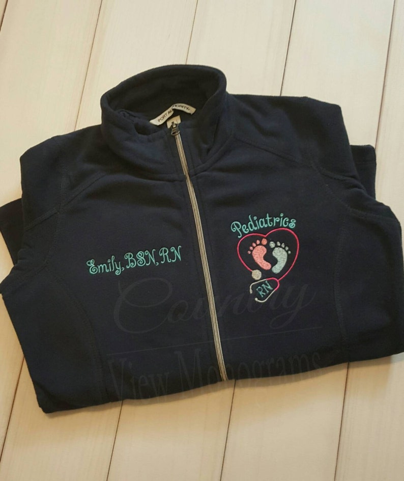 Pediatrics Nurse Fleece Jacket with FootPrints Stethoscope RN Etsy