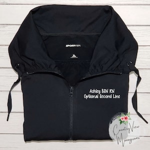 Custom Medical Jacket for Name and Credentials on Nurse Stretch SportWick Jacket with Cowl Neck | Choose your Font & Colors CutieP LST852