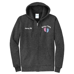 Zip Hoodie Footprint with Custom Text Full Zip Hooded Sweatshirt--YOUR choice of colors and font PC78ZH LPC78ZH