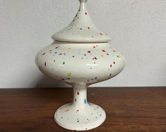 Vintage Ceramic Aladin Style Jar Multi-Color Speckles Ginger Jar Splatterware