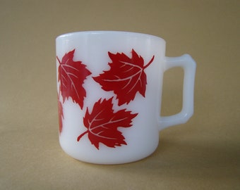 Cute Vintage Hazel Atlas Child's Cup with Red Leaves