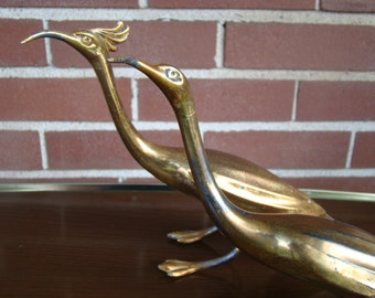 Pair of Vintage WB Mgf Metal Goldtone Peacock or Ibis Birds