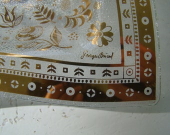 Vintage Georges Briard Glass Tray in Persian Garden Pattern