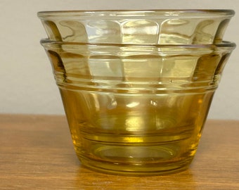 Pair of Vintage Fortecrisa Amber Glass Custard Cups Made in Mexico