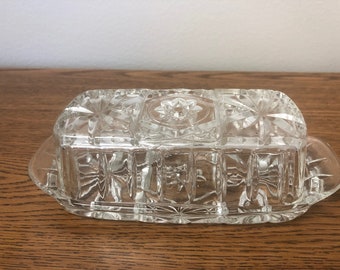 Vintage EAPC Anchor Hocking Star of David Butter Dish and Lid