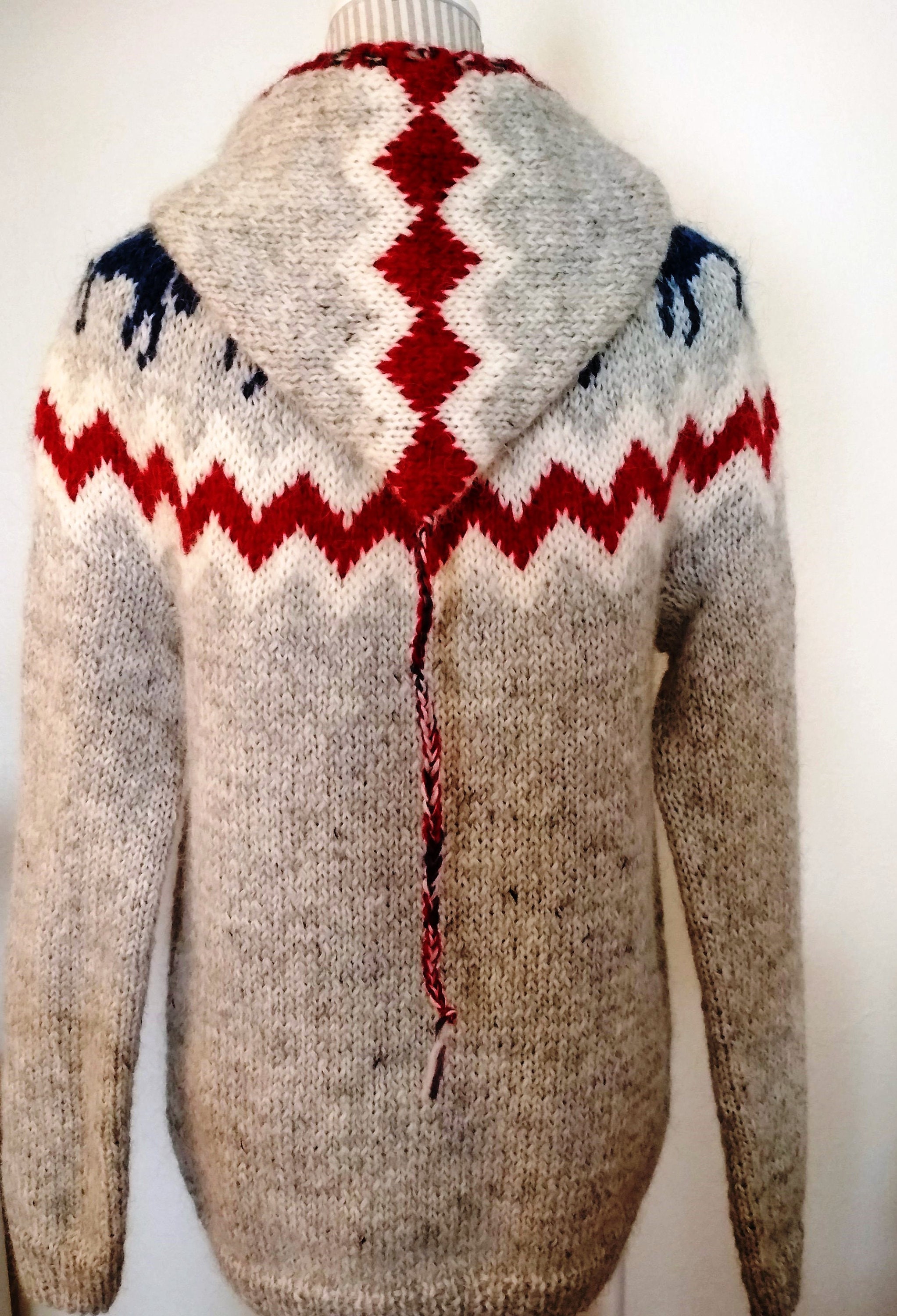 Red and Blue Horse Iceland Pattern Zippered Sweater With a | Etsy