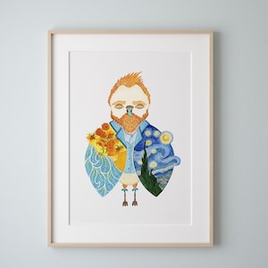 Van Gogh Owl Art Print, Owl Watercolor Painting, Owl Art, Owl Wall Art by Eve Devore