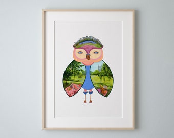 Central Park Picnic, New York Print, Owl Art Print, Owl Watercolor Painting, New York Art by Eve Devore