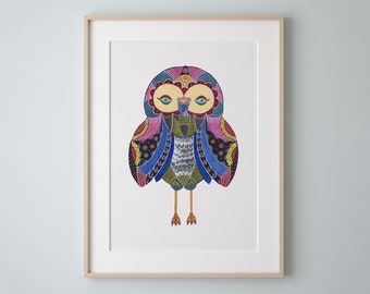 Upstate Owl, Watercolor Art Print