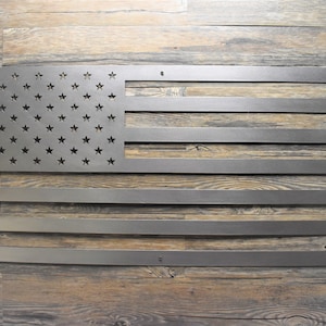 24&quot; to 36&quot; Rustic Patina U.S.A. Steel Metal Flag wall hanging art, various finishes