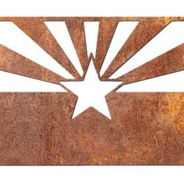 Large Arizona State Flag Metal Wall Hanging Decor Sign, Various Colors and Sizes