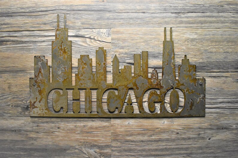Chicago Skyline Home Wall Hanging Decor Art Various Sizes Etsy