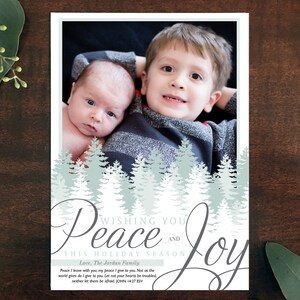 Script Photo Christmas Card, Photo Christmas Card, Holiday Photo Card, Peace and Joy