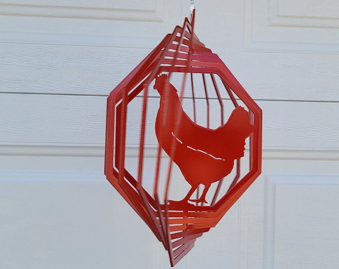 Chicken wind spinner, chicken gift for women, chicken coop decor, funny garden decor, metal yard art, chicken decor, sun catcher, farm decor