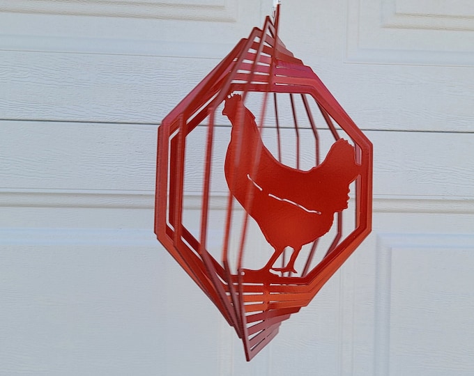 hanging wind spinners for outdoors, chicken gifts for women, 4h buyer gifts, chicken coop decor, funny garden decor, crazy chicken lady gift