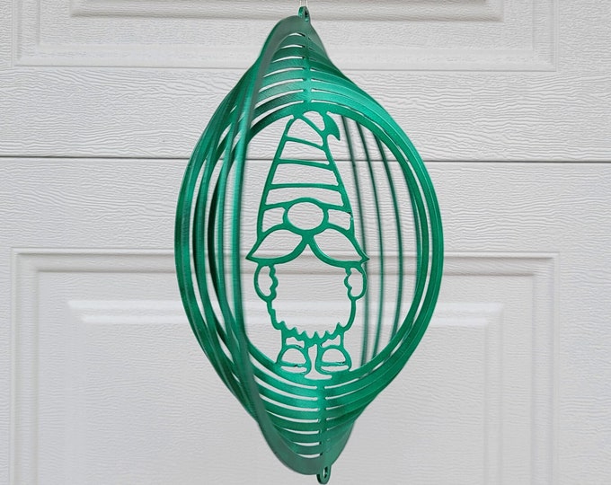 Gnome wind spinner, garden gnome, metal yard art, porch decor, gifts for friends, house warming gift, gifts for her, fun outdoor decor, new