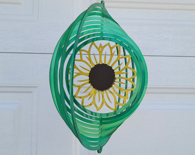 Sunflower wind spinner, metal yard art, metal garden art, garden decor, sunflower decor, sunflower gifts, for her, sun catcher, porch decor