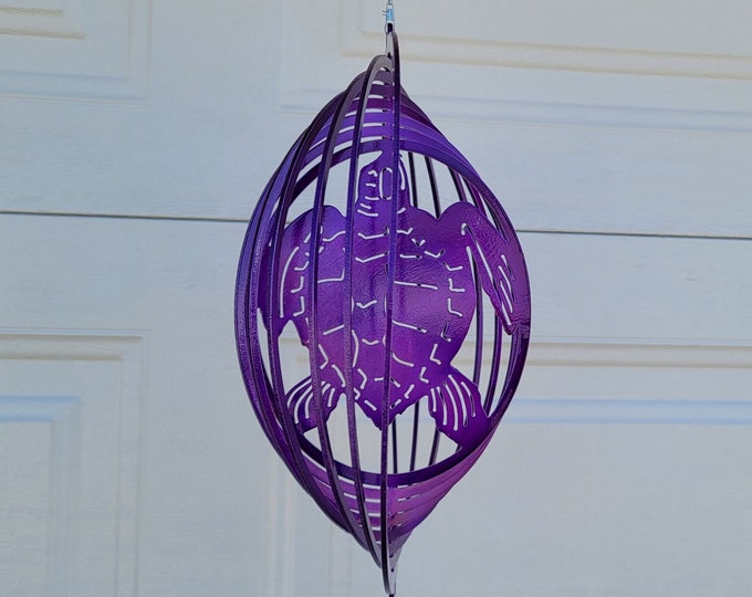 Turtle wind spinner, turtle decor, beach house, house warming gift, tortoise, sea life, ocean decor, metal yard art, beach decor, garden art