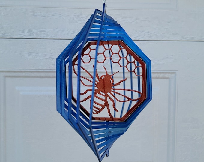 Honey bee wind spinner, front porch decor, nature lover gift, honey bee gifts for women, apartment balcony decor, bumble bee, bee gifts, bee