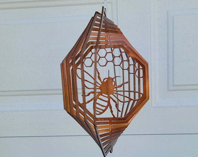 bee wind spinner for outdoors, front porch decor, nature lover gift for her, honey bee gifts for women, apartment balcony decor, bumble bee