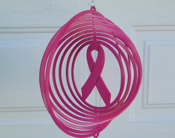 wind spinner, breast cancer, yard art, porch decor, sun catcher, gifts for cancer, gifts for her, cancer ribbon, pink gifts, gifts for women