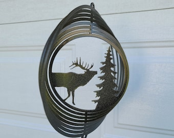 Elk wind spinner, elk gifts, elk decor, metal yard art decor, porch decor, outdoor gift for him, wind spinner for outdoors, wildlife gifts