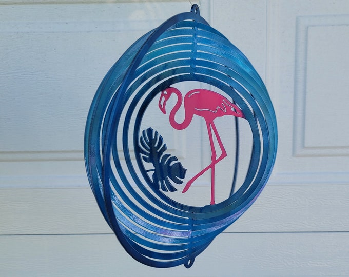 Flamingo wind spinner, wildlife decor, porch decor, metal yard art, gifts for her, bird lover gifts, house warming gift, spring decor, new