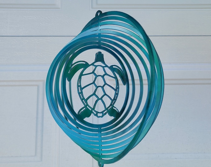 Turtle wind spinner, turtle, turtle gifts, beach decor, beach gifts, ocean decor, metal yard art, house warming gift, porch decor, tortoise