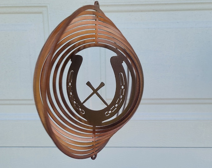 wind spinner, horseshoe art, western decor, equine gifts, cowboy gifts, cowgirl gifts, horse decor, lucky horseshoe, horseshoe yard art