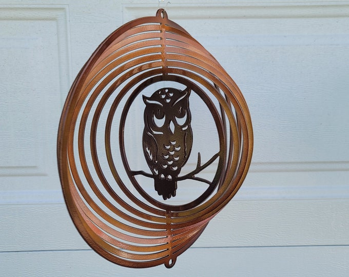 Owl wind spinner, porch decor, wildlife gifts, yard art, wildlife decor, owl gifts, owl garden, garden gifts, bird gifts, bird lovers, gifts