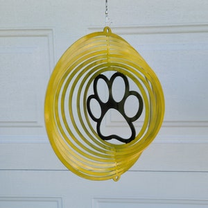 Dog paw, wind spinner, dog gifts, dog lover gift, metal yard art, pet gift, pet decor, porch decor, dog memorial, new dog gift, garden art