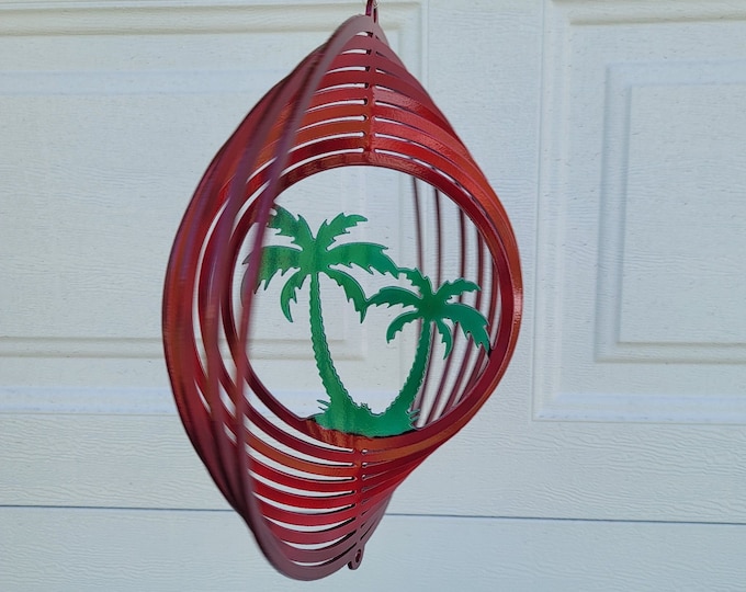 Palm tree, wind spinner, yard art, palm tree gift, beach decor, beach gifts, island gifts, tree lover gift, palm tree decor, porch gift