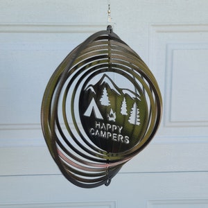 wind spinner, camper decor, camping gift, metal yard art, new camper gift, gift for him, gifts for friends, campsite decor, rv accessories