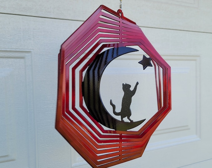 Cat wind spinner, metal yard art, cat lover gifts, gifts for her, cat decor, halloween decorations, porch decor, sun catcher, garden decor