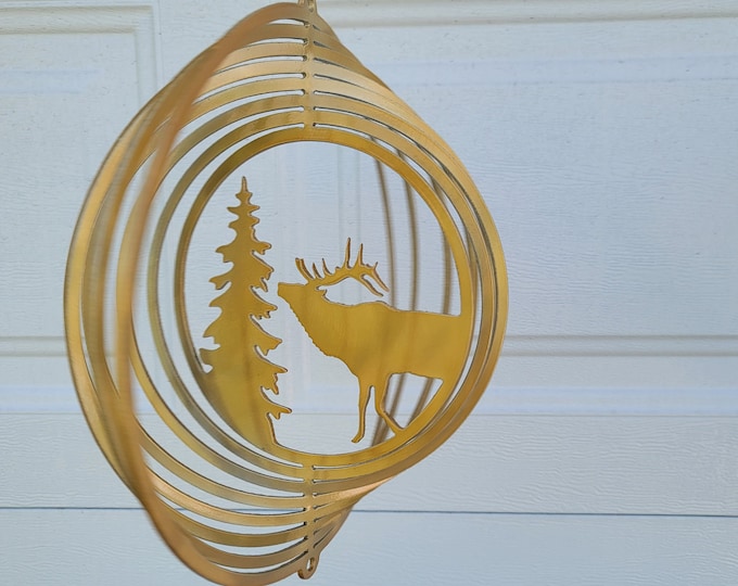 wind spinner, elk gifts, elk decor, elk art, yard art decor, porch decor, gift for him, wind spinner for outdoors, wildlife gifts, wildlife