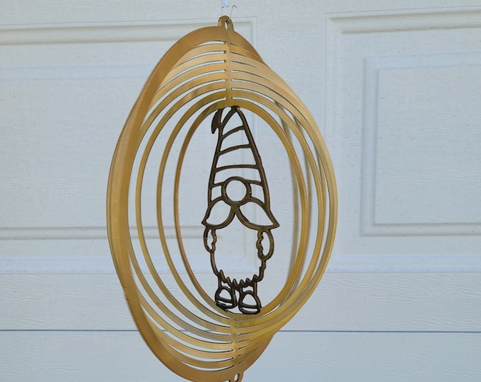 Gnome wind spinner, garden gnome, metal yard art, porch decor, gifts for friends, house warming gift, gifts for her, fun outdoor decor, new