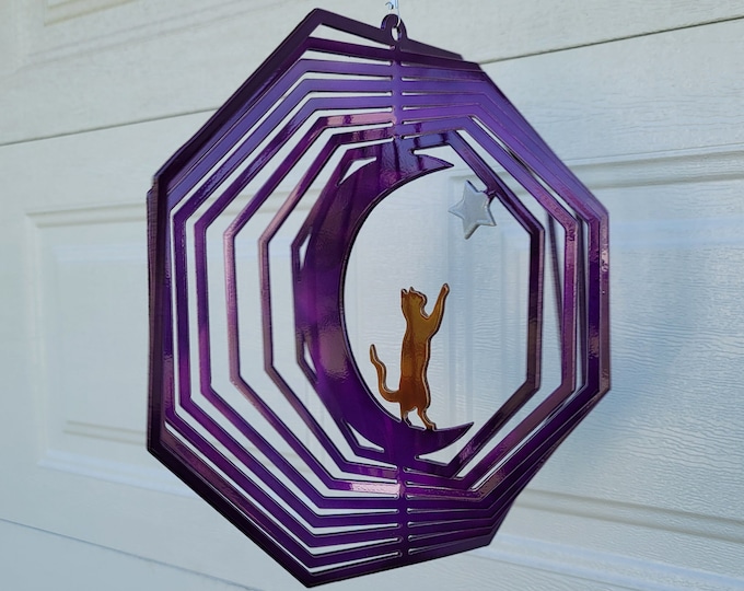 Cat wind spinner, metal yard art, cat lover gifts, gifts for her, cat decor, halloween decorations, porch decor, sun catcher, garden decor