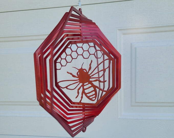 bee wind spinner for outdoors, front porch decor, nature lover gift for her, honey bee gifts for women, apartment balcony decor, bumble bee