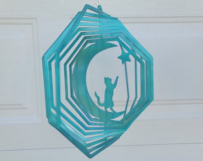 Cat wind spinner, metal yard art, cat lover gifts, gifts for her, cat decor, halloween decorations, porch decor, sun catcher, garden decor