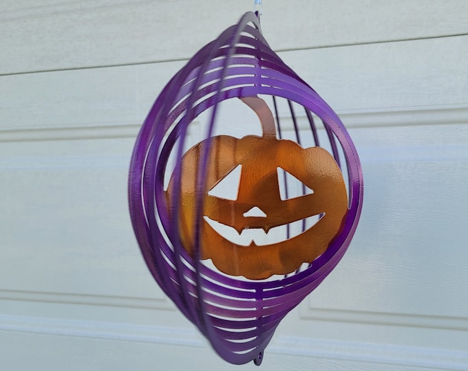 wind spinner, jackolantern, pumpkin, metal yard art, fall decoration, white elephant gifts, halloween decor, porch decor, gifts for her, new