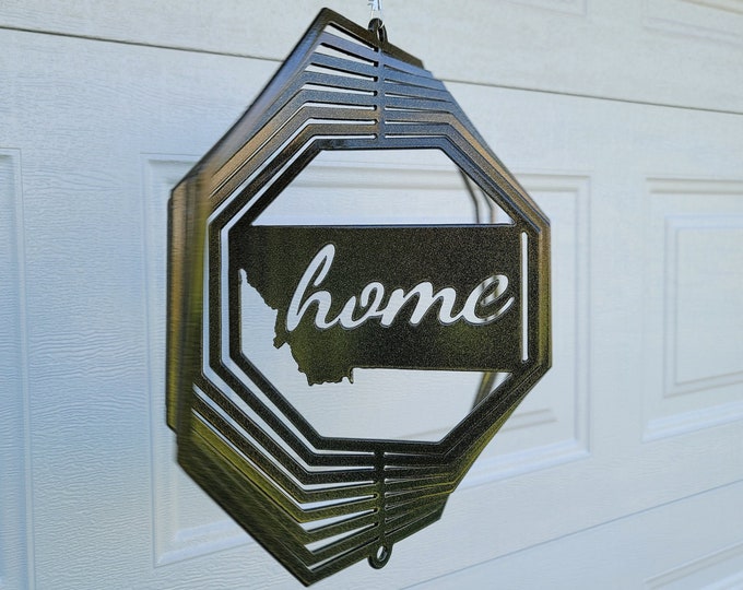 wind spinner, porch decoration, metal yard art, montana gifts, gifts for friends, sun catcher, garden decor, outdoor decor, state gifts